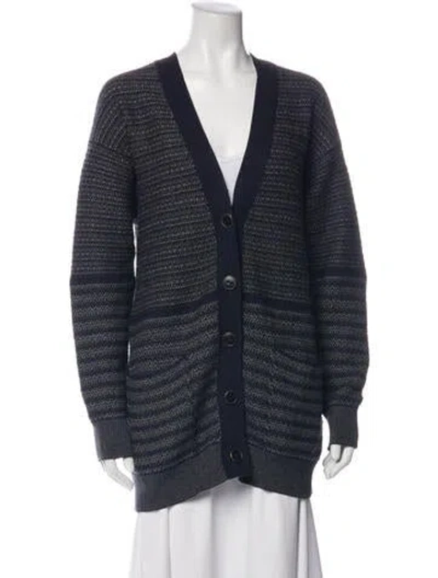 Pre-owned Stella Mccartney Striped V-neck Sweater In Black/blue