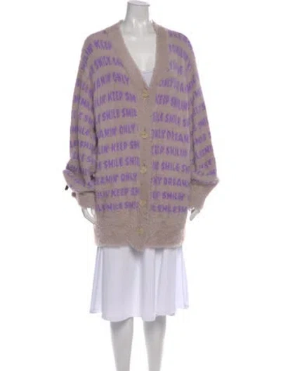 Pre-owned Stella Mccartney Striped V-neck Sweater In Gray