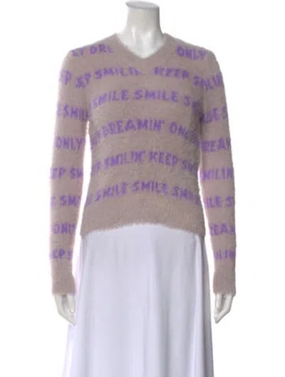Pre-owned Stella Mccartney Striped V-neck Sweater In Purple