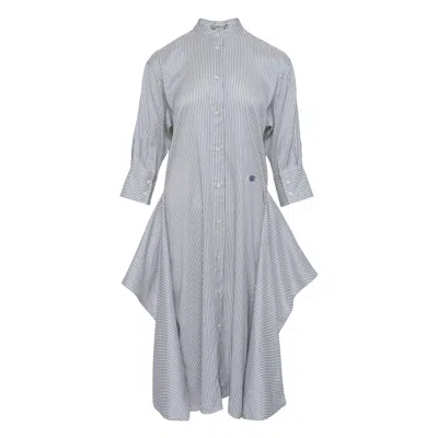 Stella Mccartney Striped Waist Tie Dress In Blue