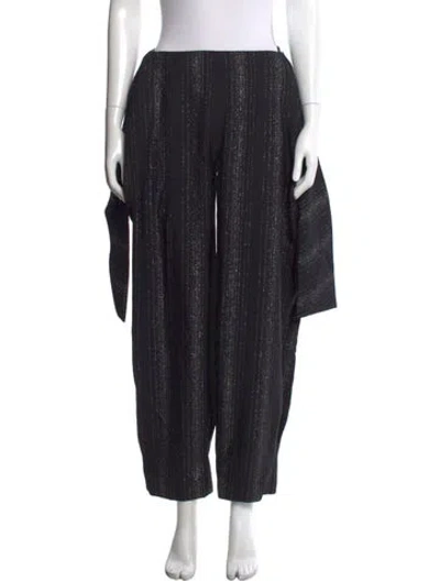 Pre-owned Stella Mccartney Striped Wide Leg Pants In Black