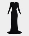 Stella Mccartney Strong-shoulder Backless Trumpet Gown In Black