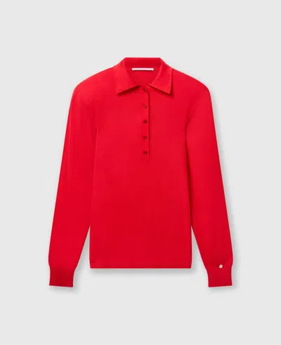 Stella Mccartney Strong Shoulder Polo Shirt In Lipstick Red