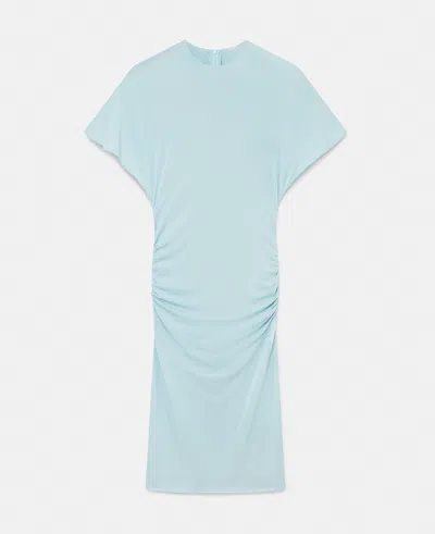 Stella Mccartney Strong Shoulder Short-sleeve Midi Dress In Light Blue
