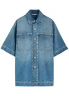 Stella Mccartney Studded Short-sleeve Denim Shirt In Denim