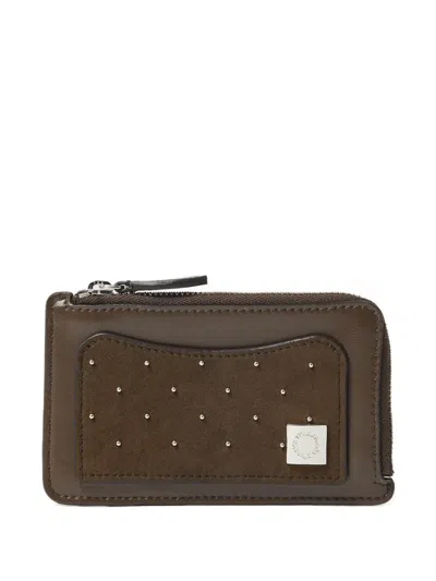 Stella Mccartney Stud-embellished Zip Wallet In Brown