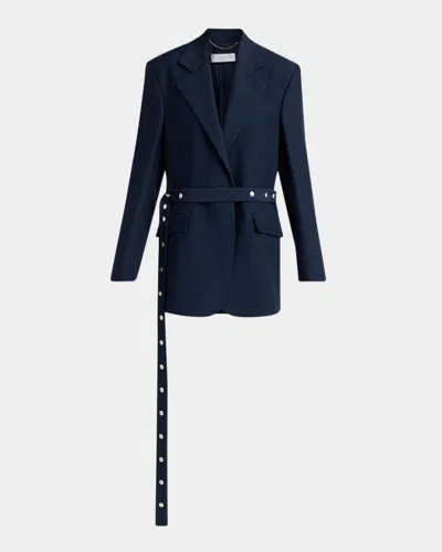 Stella Mccartney Stud-belted Oversized Blazer In Blue