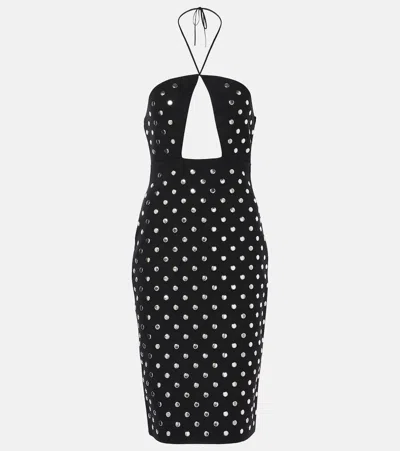 Stella Mccartney Studded Cutout Halterneck Midi Dress In Schwarz