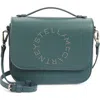 Stella Mccartney Studded Logo Faux Leather Crossbody Bag In Balsam Green