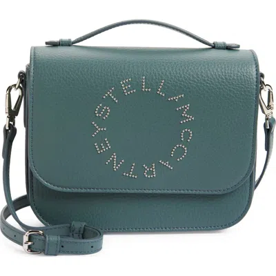 Stella Mccartney Studded Logo Faux Leather Crossbody Bag In Balsam Green