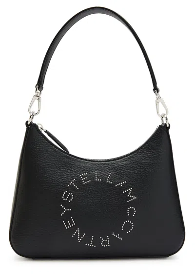 Stella Mccartney Studded-logo Faux Leather Shoulder Bag In Black