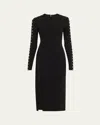 Stella Mccartney Studded Long Sleeve Midi Dress In 1000 Black