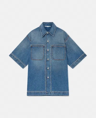 Stella Mccartney Studded Short-sleeve Denim Shirt