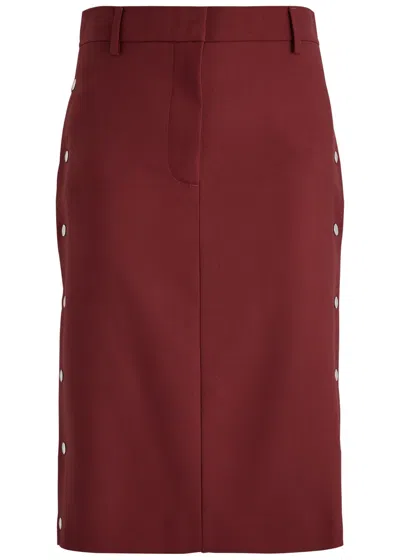Stella Mccartney Studded Wool Midi Skirt In Red