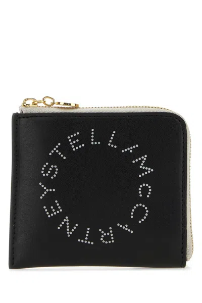 Stella Mccartney Stud-embellished Two-tone Card Holder In Black