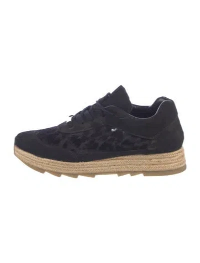 Pre-owned Stella Mccartney Suede Animal Print Chunky Sneakers In Black