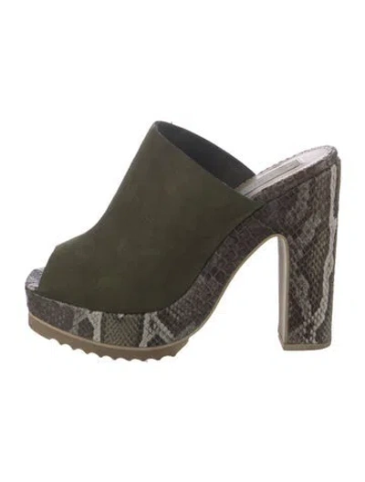 Pre-owned Stella Mccartney Suede Animal Print Mules In Green