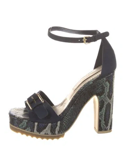 Pre-owned Stella Mccartney Suede Animal Print Sandals In Blue