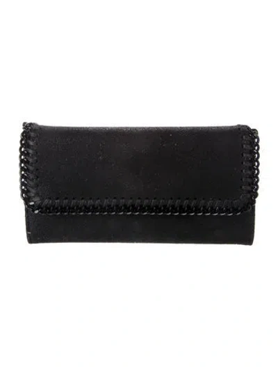 Pre-owned Stella Mccartney Suede Continental Wallet In Black
