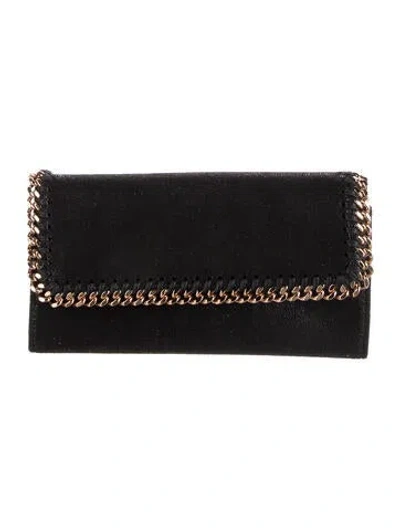 Pre-owned Stella Mccartney Suede Continental Wallet In Black