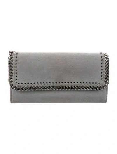 Pre-owned Stella Mccartney Suede Continental Wallet In Blue