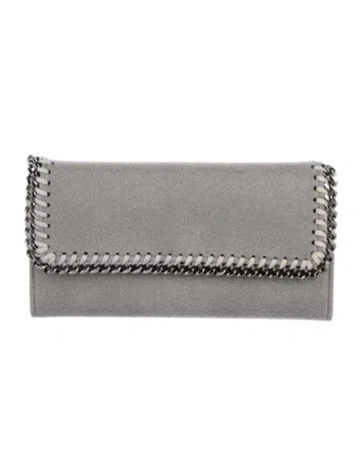 Pre-owned Stella Mccartney Suede Continental Wallet In Gray