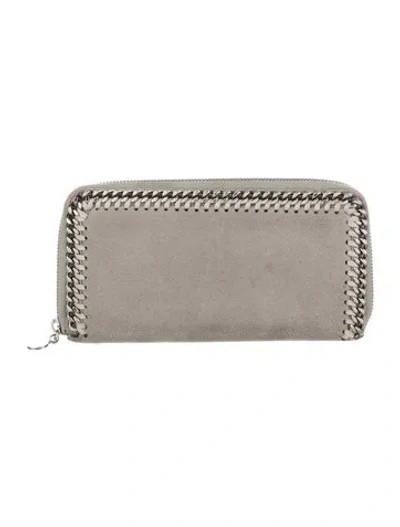 Pre-owned Stella Mccartney Suede Continental Wallet In Gray