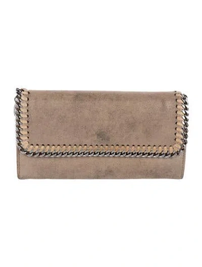 Pre-owned Stella Mccartney Suede Continental Wallet In Neutrals