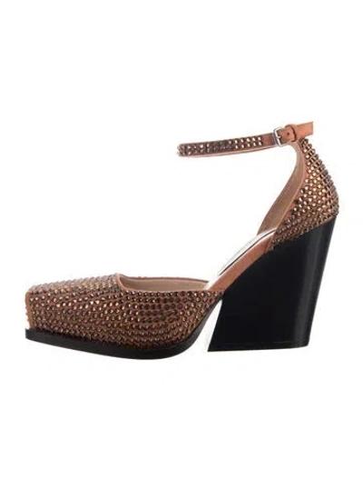 Pre-owned Stella Mccartney Suede Crystal Embellishments D'orsay Pumps In Orange