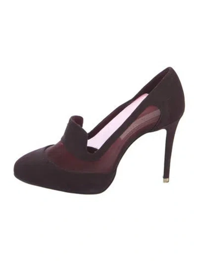 Pre-owned Stella Mccartney Suede Mesh Accents Pumps In Burgundy