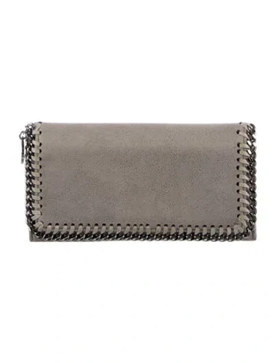 Pre-owned Stella Mccartney Suede Printed Continental Wallet In Gray