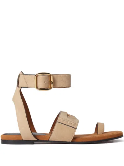 Stella Mccartney Suede Sandals In Neutrals