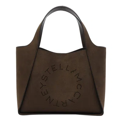 Stella Mccartney Suede Stella Logo Tote Bag In Brown