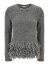 Stella Mccartney Grey Fringed Sweater In Grey