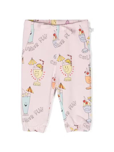 Stella Mccartney Babies' Summer Cocktail Cotton Track Pants In Pink