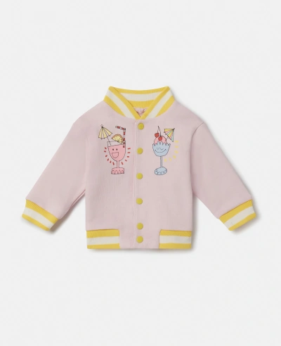 Stella Mccartney Kids' Summer Doodles Reversible Jersey Cardigan In Pink