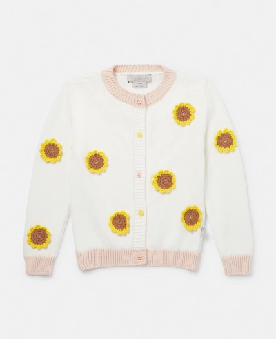 Stella Mccartney Kids' Sunflower Crochet Appliqué Cardigan In Ivory