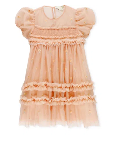Stella Mccartney Kids' Sunflower Embroidery Dress In Rosa