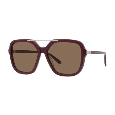 Stella Mccartney Sunglasses Aviator Full Rim, Bordeaux Frame And Brown Lens Sc40072i69e In Red