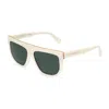 Stella Mccartney Sunglasses Aviator Full Rim, Ivory With Silver Chain Frame And Green Lens Sc40030i- In White