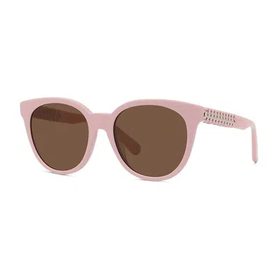 Stella Mccartney Sunglasses Round Full Rim, Shiny Pink Frame And Brown Lens Sc40037i72e