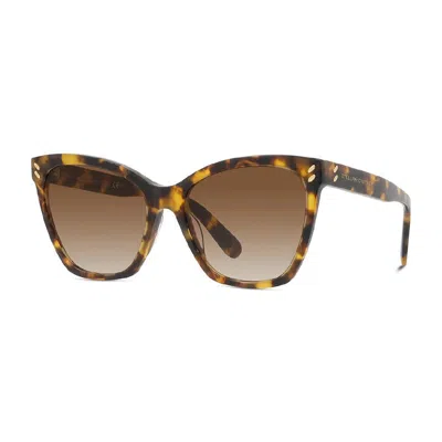 Stella Mccartney Sunglasses Square Full Rim, Havana Frame And Brown Gradient Lens Sc40035i53f