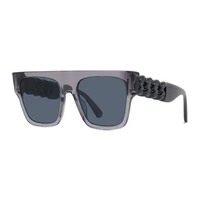Stella Mccartney Sunglasses Square Full Rim, Transparent Grey Frame And Smoke Lens Sc40053i20a In Gray