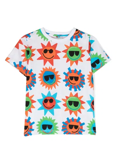 Stella Mccartney Kids' Sunshine Cotton T-shirt In White