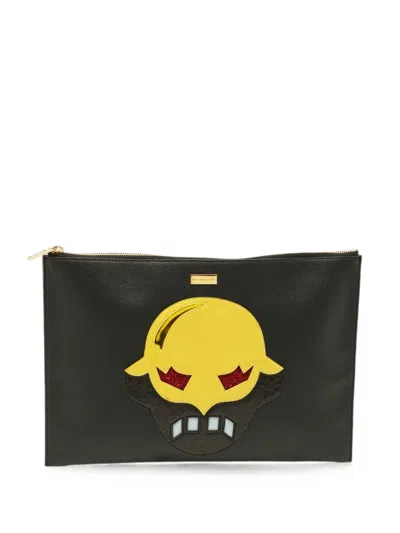 Pre-owned Stella Mccartney Super Hero Clutch Bag In Black