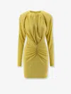 Stella Mccartney Pleated Jersey Long-sleeved Midi Dress In Yellow