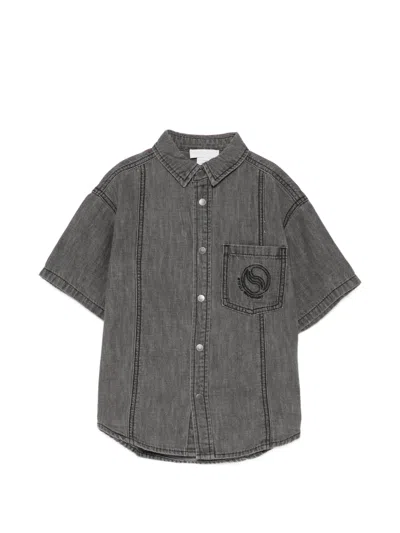 Stella Mccartney S-wave Denim Shirt In Gray