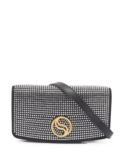 Pre-owned Stella Mccartney S-wave Rhinestone-embellishment Cross Body Bag In Black
