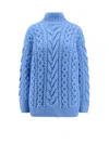 Stella Mccartney Two-tone Cable Knit Oversized Sweater In Blue