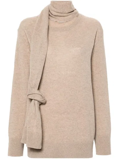 Stella Mccartney Sash-detail Cashmere-blend Jumper In Brown